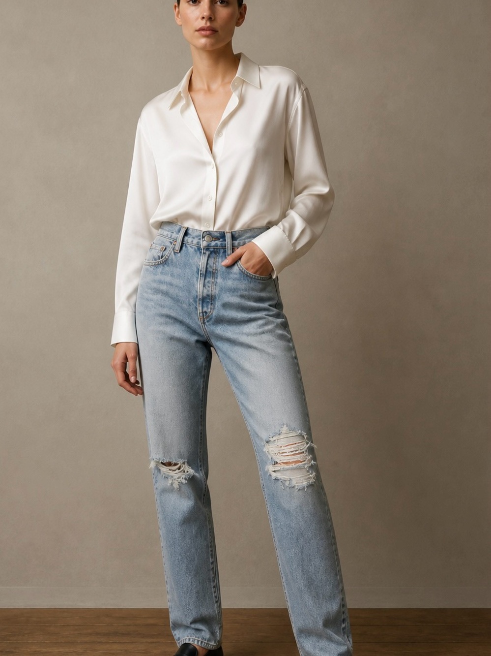 Agolde high rise, 90s, pinch waist jean, Button fly, distressed, loose fit sz 24